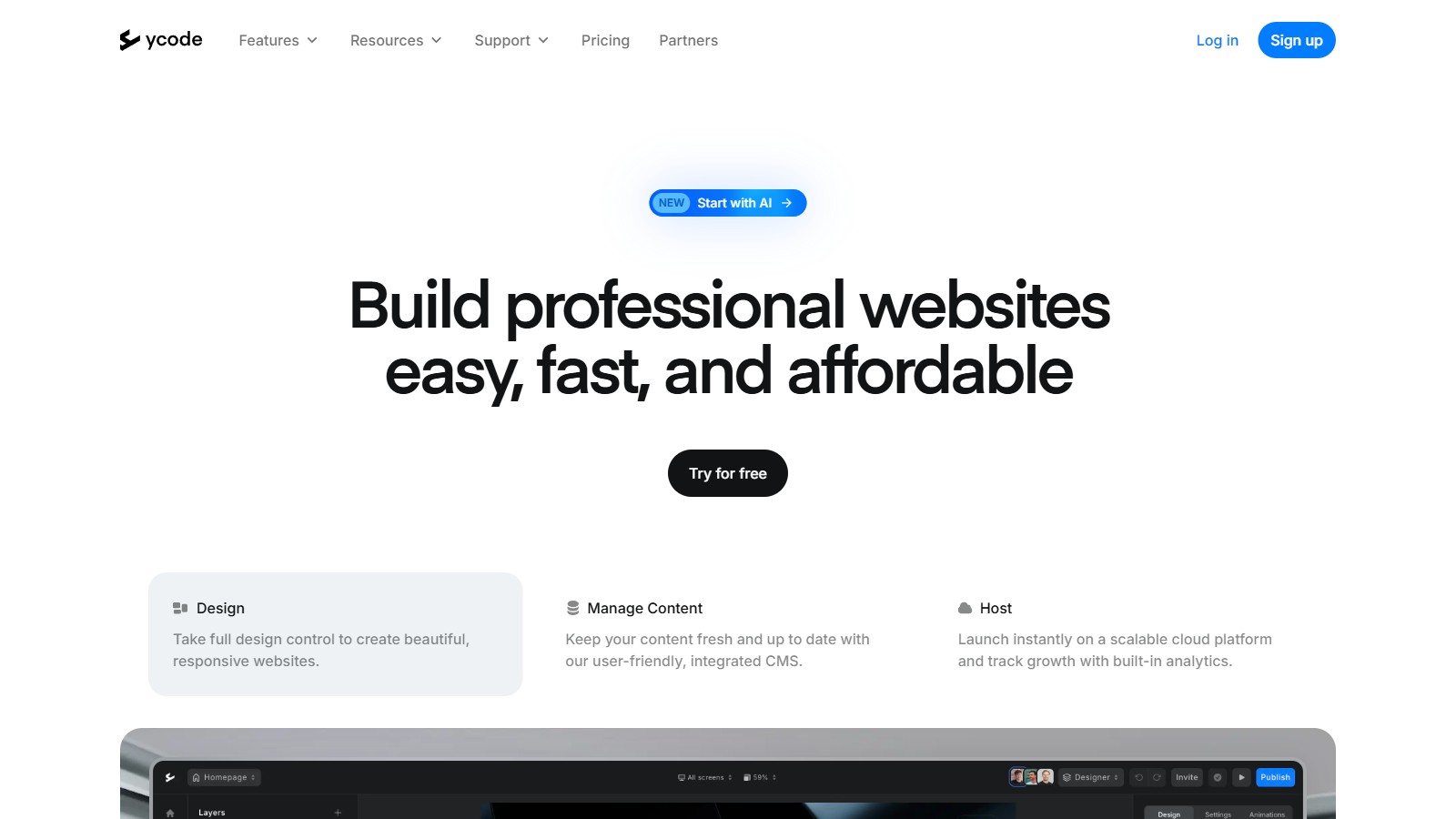 Ycode 产品预览图