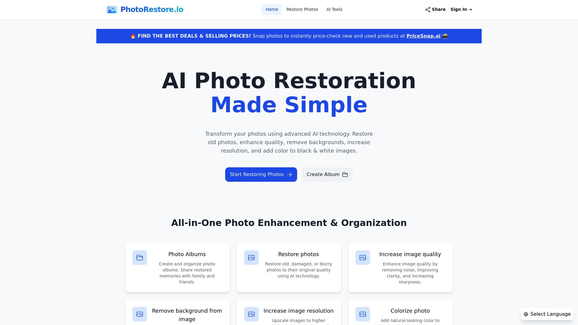 PhotoRestore.io 产品预览图