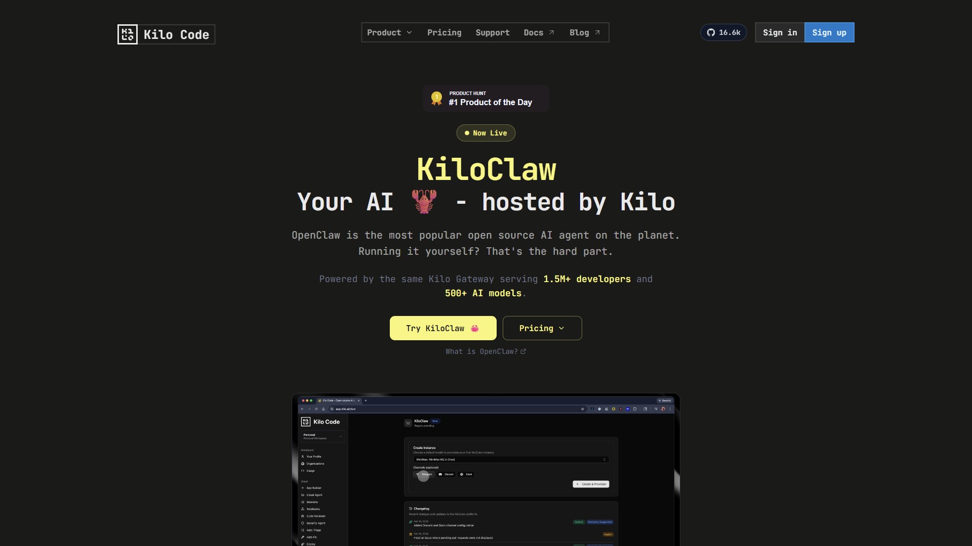 KiloClaw 产品预览图