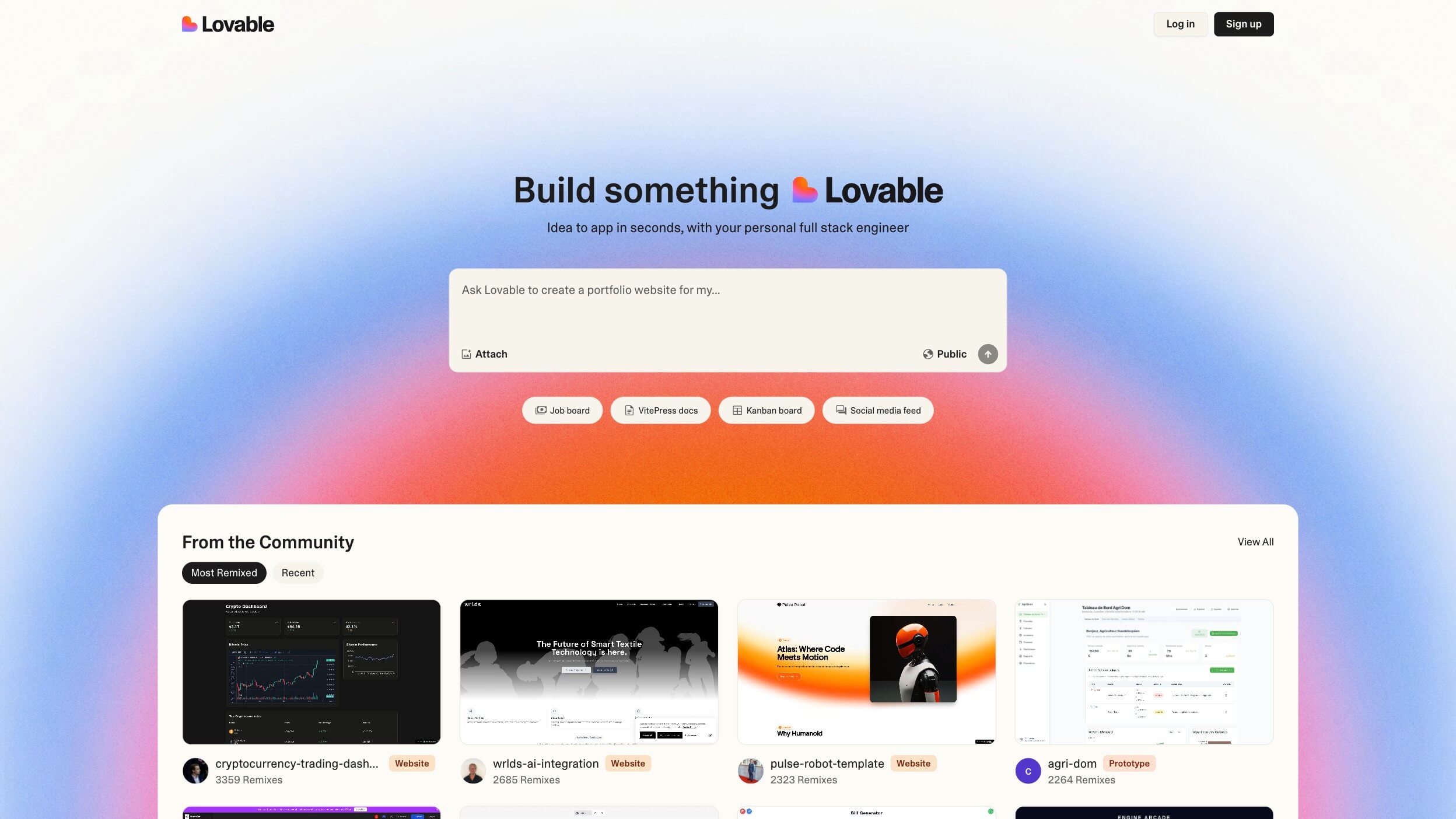 Lovable 产品预览图