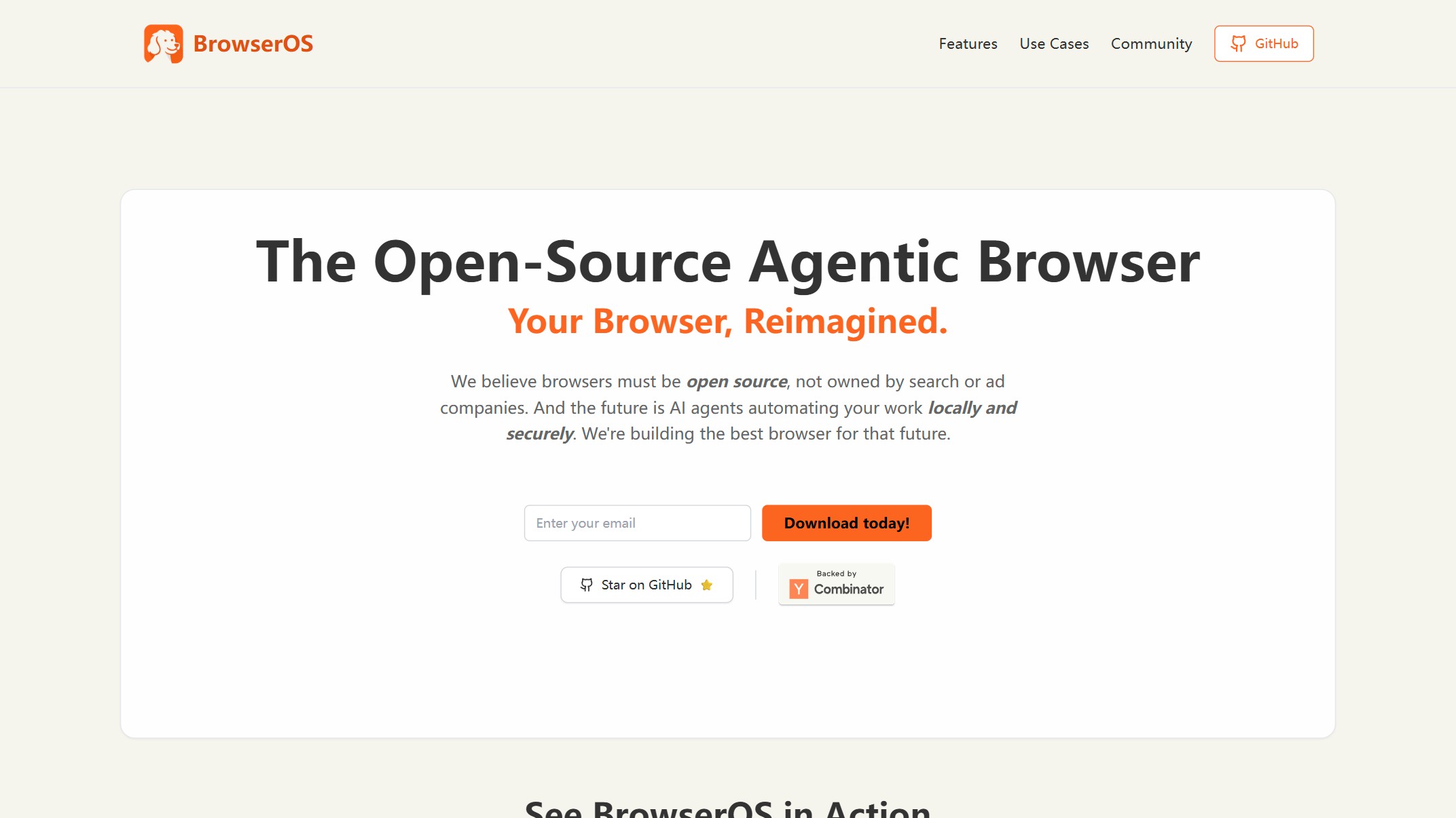 BrowserOS 产品预览图